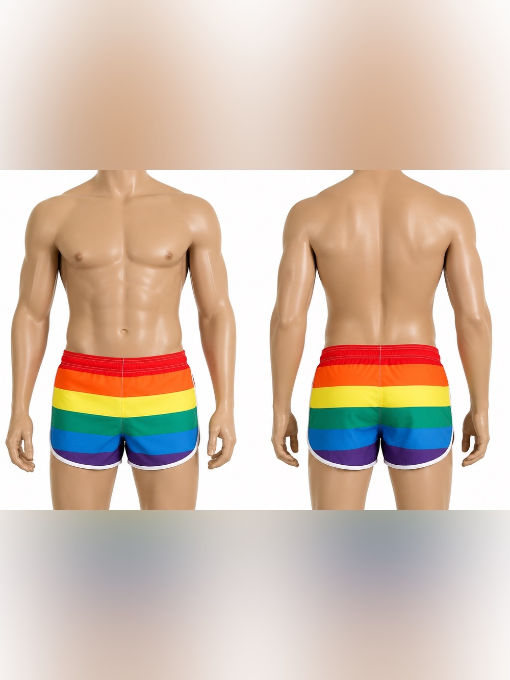 NWT UZZI Pride Rainbow Side Split Running Swim Shorts XL Unisex